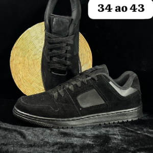 Tênis Preto Masculino Casual Confortável Sola Reta