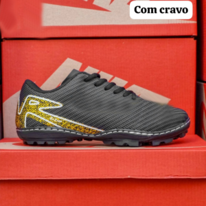 Chuteira Dourada Masculina Com Cravo Confortável