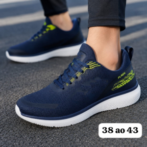 Tênis Masculino Azul e verde Corrida Confortável
